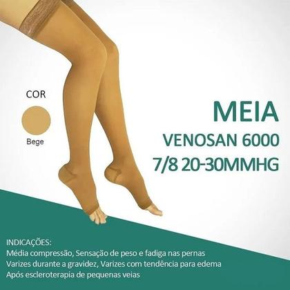 Imagem de Meia 7/8 Média Compressão Venosan 6000 AGH 20-30 PE Aberto