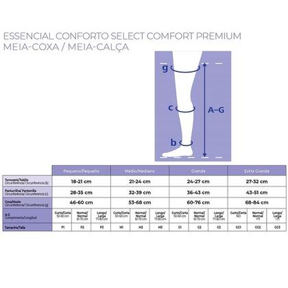 Imagem de Meia 7/8 Select Comfort Premium 861 Compressao 15-20MMHG Fechada Preta GG2