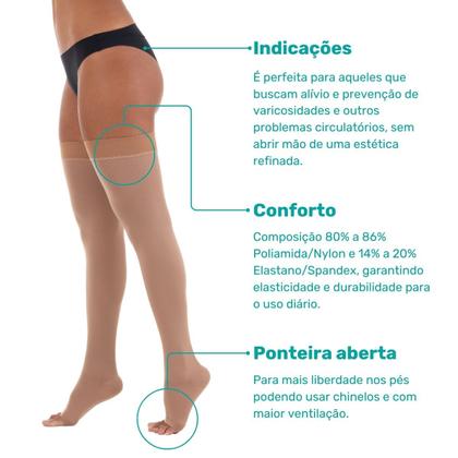 Imagem de Meia 7/8 Venosan Comfortline 20-30 Curta Pé Aberto Bege