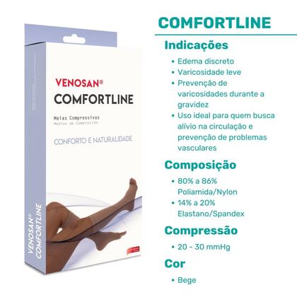 Imagem de Meia 7/8 Venosan Comfortline 20-30 Curta Pé Aberto Bege