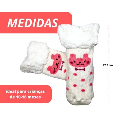 Imagem de Meia Antiderrapante Grossa Algodão Frio Menino Menina Infantil Inverno Bebe