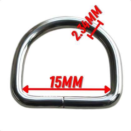Imagem de Meia Argola 15mm Niquelada Com Solda Kit 70 Unid Para Guias e Peitorais Pet Mochilas Bolsas