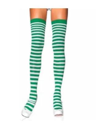 Imagem de Meia Até Joelho 7/8 Verde Com Listra Branca