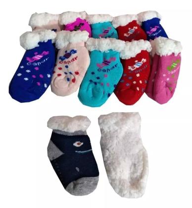 Imagem de Meia Bebê Infantil Pelinho Térmica Antiderrapante Unid. Menino (3 a 6 Meses) - Socks