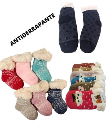 Imagem de Meia Bebê Infantil Pelinho Térmica Antiderrapante Unid. Menino (3 a 6 Meses) - Socks