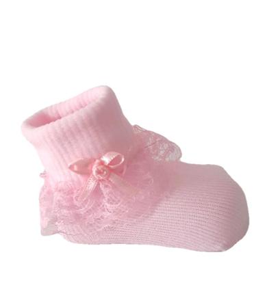 Imagem de Meia Bebê Menina Social Festa Batizado com Renda 01 Par