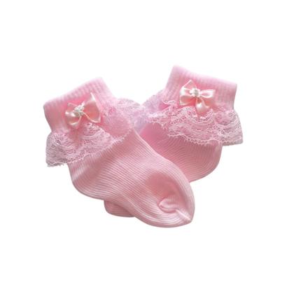 Imagem de Meia Bebê Menina Social Festa Batizado com Renda 01 Par