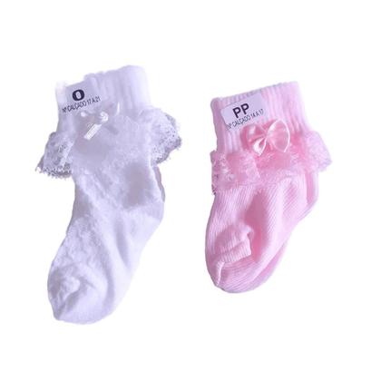 Imagem de Meia Bebê Menina Social Festa Batizado com Renda 01 Par