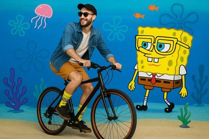 Imagem de Meia Bob Esponja Amarela Divertida Estilosa Look Urbano Personagem Animado Streetwear Algodão Macio Adulto 34 43