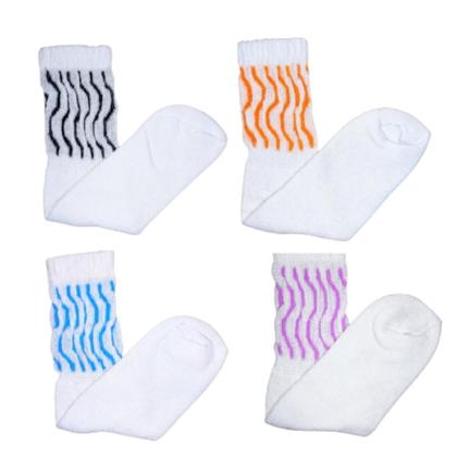Imagem de Meia Branca Aeróbica Academia Fitness Feminina Kit 4 Pares 3/4 Cano Longo Colorido Meião Algodão