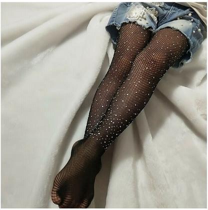 Imagem de Meia Calça Arrastão Strass Brilho Blogueirinha Infantil