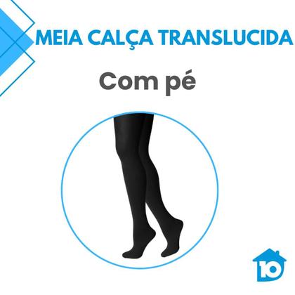 Imagem de Meia Calça Com e Sem Pé Preta Flanelada Térmica Ajuste Corpo