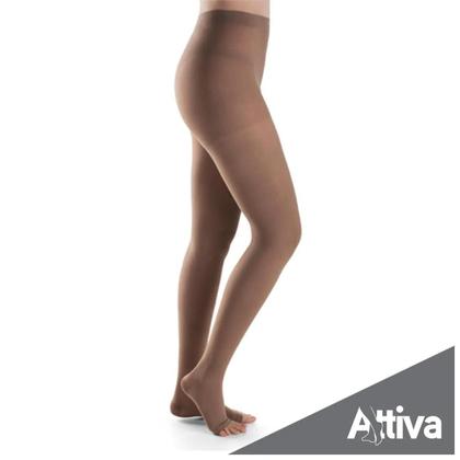Imagem de Meia calça compressiva natural escuro sigvaris ponteira aberta