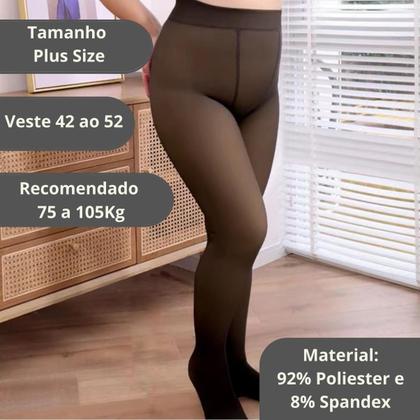 Imagem de Meia Calça Feminina Plus Size Peluciada Forrada Translucida Lã Pelinho Termica Grossa Inverno Com Pé