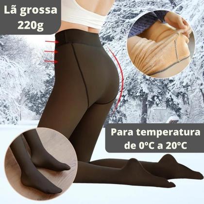 Imagem de Meia Calça Feminina Plus Size Peluciada Forrada Translucida Lã Pelinho Termica Grossa Inverno Com Pé