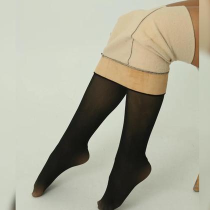 Imagem de Meia Calça Feminina Térmica Flanelada Translucida com Pé 200g