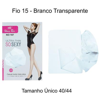 Imagem de Meia Calça Fina Transparente Fio 15 Branco - Tamanho Único 40 ao 44