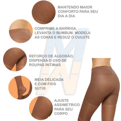 Imagem de Meia Calça Fio 15 Modeladora Up-Line Lupo 5895-001 Levanta Bumbum Comprime Barriga