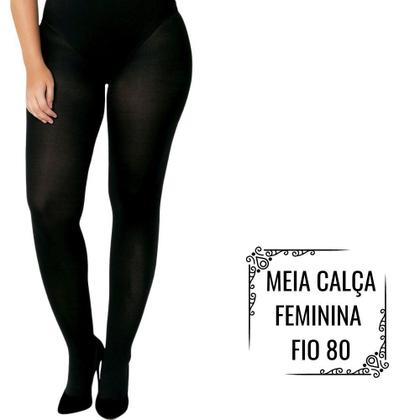 Imagem de Meia Calça Fio 80 Adulto Opaca Básica Feminina Inverno