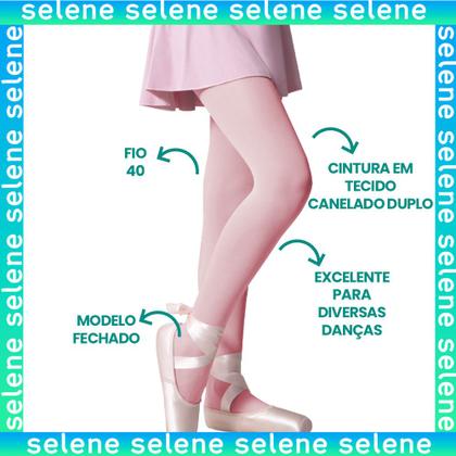 Imagem de Meia Calça Infantil Fio 40 Para Ballet Jazz Selene Com Elastano Para Bailarinas