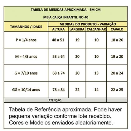 Imagem de Meia Calça Infantil Juvenil com Pé Fio 40: Kit 2 Unidades em Cores e Estampas Sortidas - 1 a 12 anos Menina