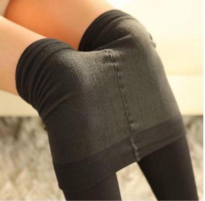 Imagem de Meia Calça Legging Flanelada Térmica  Adulto Tamanho Único Cor Preta Com Pe/Sem Pe