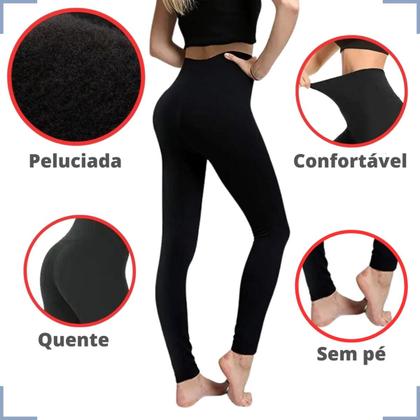 Imagem de Meia Calça Peluciada Flanelada Termica Segunda Pele Forrada Sem Pé