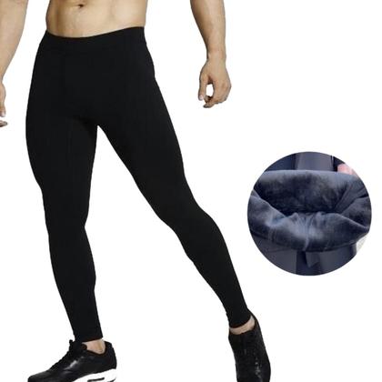 Imagem de Meia Calça Segunda Pele Térmica Masculino Frio Inverno Flanelada Forrada Preto