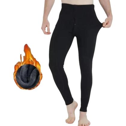 Imagem de Meia Calça Segunda Pele Térmica Masculino Frio Inverno Flanelada Forrada Preto