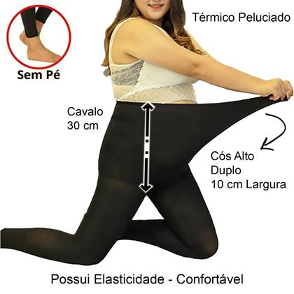 Imagem de Meia Calça Térmica Flanelada Segunda Pele sem Pé: Modelo Legging Plus Size - Cintura Alta