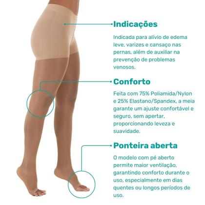 Meia Calça Venosan Legline 20-30 Pé Aberto Imagem de Meia Calça Venosan Legline 20-30 Pé Aberto