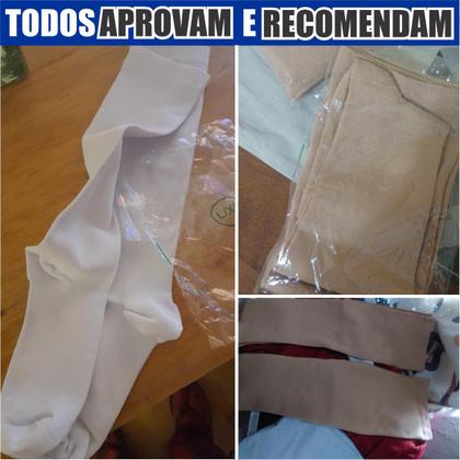 Imagem de Meia Cano Alto Para Varizes Trombose Média Compressão Com Zíper Original 