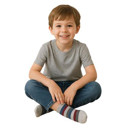 Imagem de Meia Cano Curto Infantil Juvenil Listrada Para Meninos Lupo