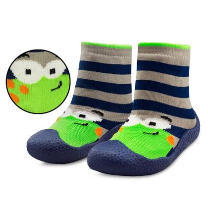 Imagem de Meia com Sola Bebê Emborrachada Menina Menino Personagens Sortida Aranha, Raposinha, Panda Antiderrapante Infantil