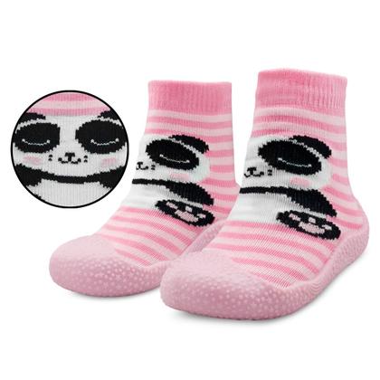 Imagem de Meia com Sola Bebê Emborrachada Menina Menino Personagens Sortida Aranha, Raposinha, Panda Antiderrapante Infantil