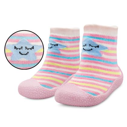 Imagem de Meia com Sola Bebê Emborrachada Menina Menino Personagens Sortida Aranha, Raposinha, Panda Antiderrapante Infantil