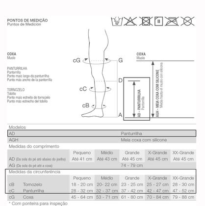 Imagem de Meia Compressao Anti Trombo 18mmhg Venosan 3/4 Pé Aberto