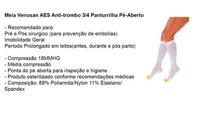 Imagem de Meia Compressao Anti Trombo 18mmhg Venosan 3/4 Pé Aberto