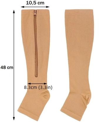 Imagem de Meia Compressão Com Zíper Sem Ponta 3/4 20-30mmhg Média