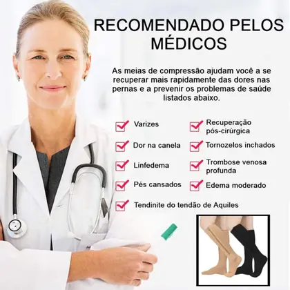 Imagem de Meia Compressão Com Zíper Sem Ponta 3/4 20-30mmhg Média