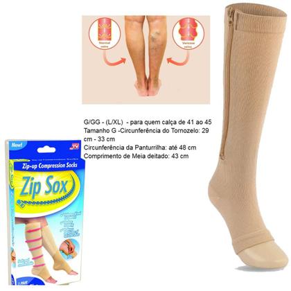 Imagem de Meia Compressão Com Zíper Sem Ponta 3/4 20-30mmhg Média