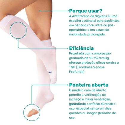 Imagem de Meia Compressiva 3/4 Panturrilha  Sigvaris Antitrombo  18-23mmgh