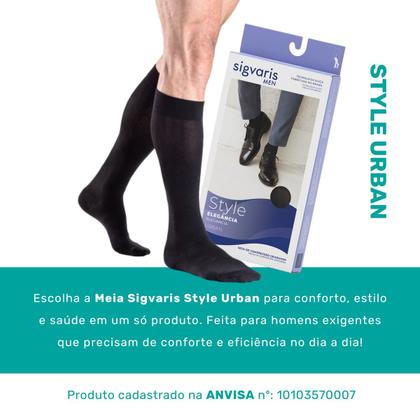 Imagem de Meia compressiva 3/4 Panturrilha  Sigvaris Style Urban  15-20 - Preta