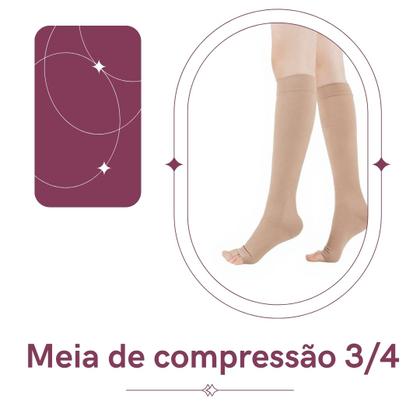 Imagem de Meia Compressiva 3/4 sem Ponteira 20-30 mmHg Bege Pós Cirúrgica