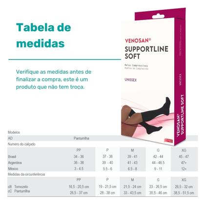 Imagem de Meia Compressiva 3/4 Venosan Supportline Soft 18-22 Unissex Preto