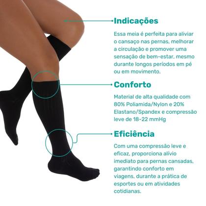 Imagem de Meia Compressiva 3/4 Venosan Supportline Soft 18-22 Unissex Preto