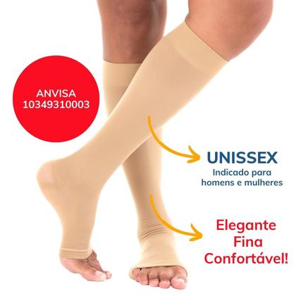 Imagem de Meia Compressiva 6000 AD 3/4 Panturrilha 20-30 mmHg Pé Aberto Bege - Venosan