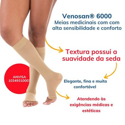 Imagem de Meia Compressiva 6000 AD 30-40 Pé Aberto Bege - Venosan