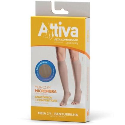 Imagem de Meia compressiva panturrilha 3/4 natural escuro ponteira aberta sigvaris