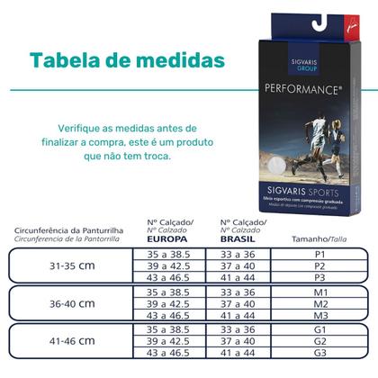 Imagem de Meia Compressiva para Esportes  Sigvaris Performance  20-30mmHg - Preta